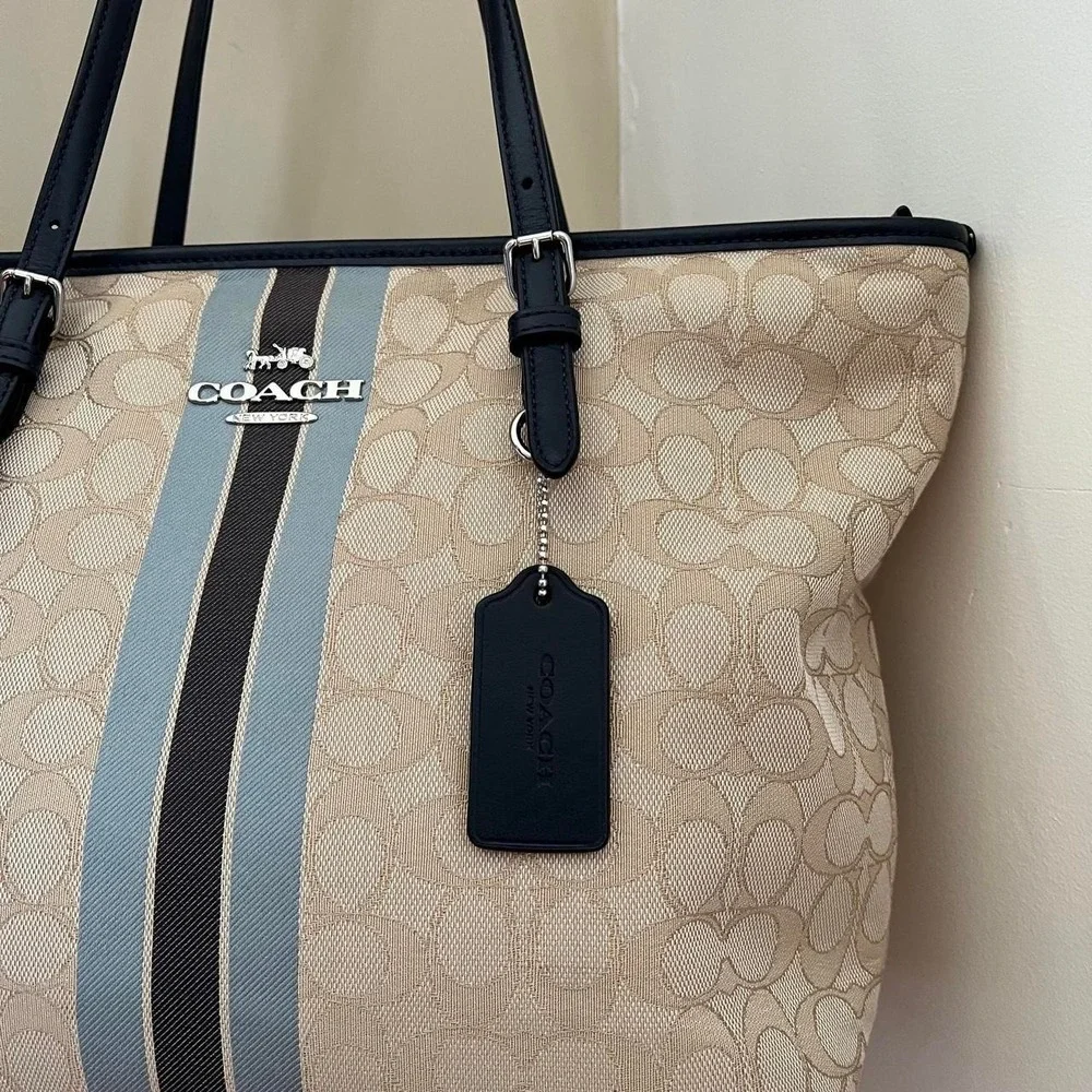 Y2K 2000s Coach Striped Signature Cs Monogram City Tote Shoulder Bag / Handbag